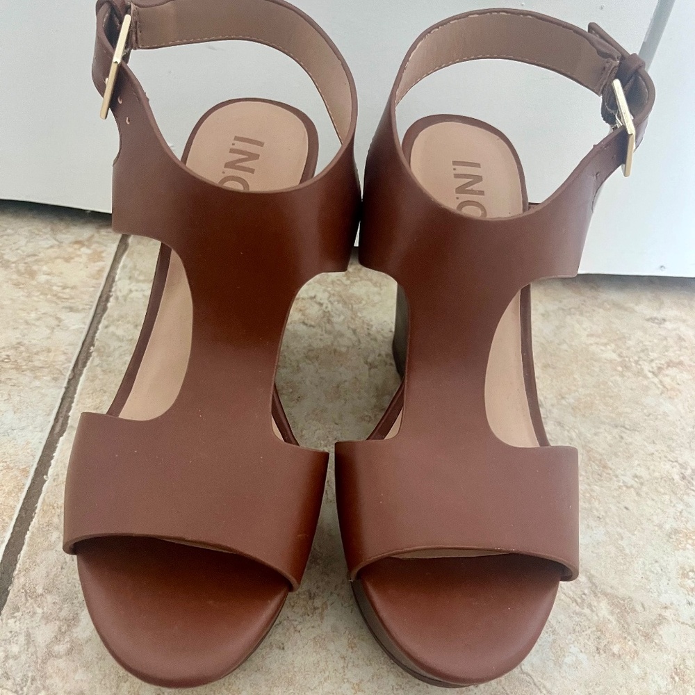 INC Platform Wedges Tan- Size 7.5